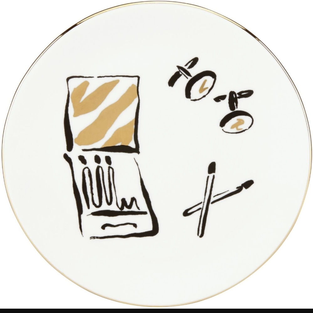 Kate Spade ODDS & ENDS DAISY PLACE Dish Tray Black Gold Lenox 6" dessert NWT.